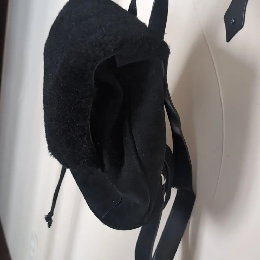 UGG Australia Nordie🖤 Black Shearling & Sueded Drawstring Mini Backpack NWOT